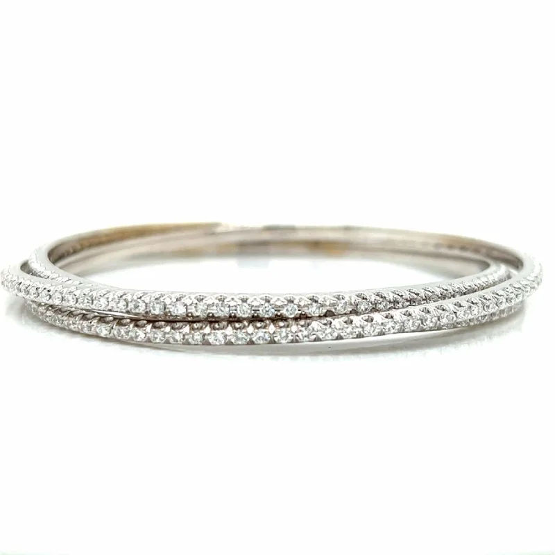 Post-1980s 18KT White Gold Diamond Bangle Bracelet