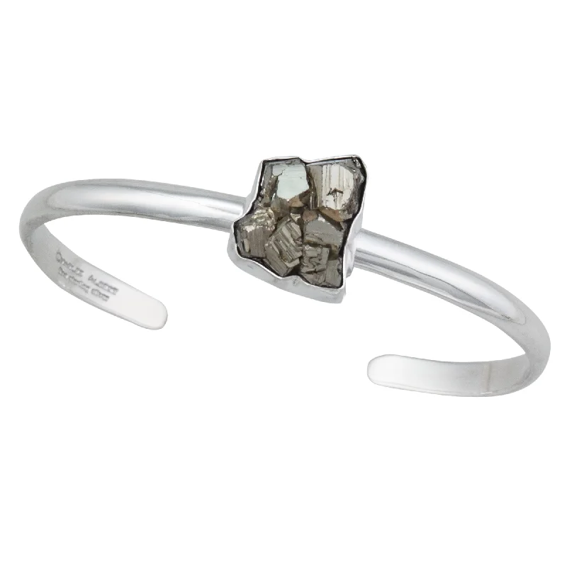 Sterling Silver Pyrite Mini Cuff