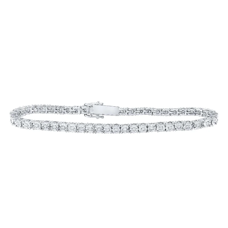 Sterling Silver Womens Round Diamond Fashion Bracelet 1/2 Cttw