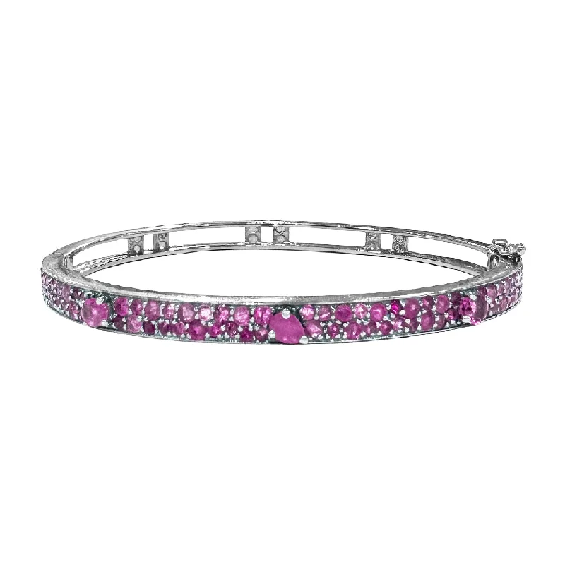 Petite Stardust Bangle Silver Pink Sapphire