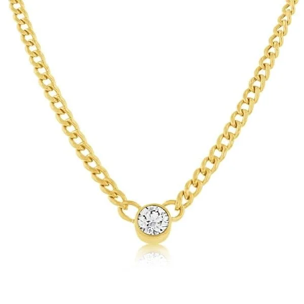 ZOE CHICCO Extra-Small Curb Chain Floating Diamond Necklace