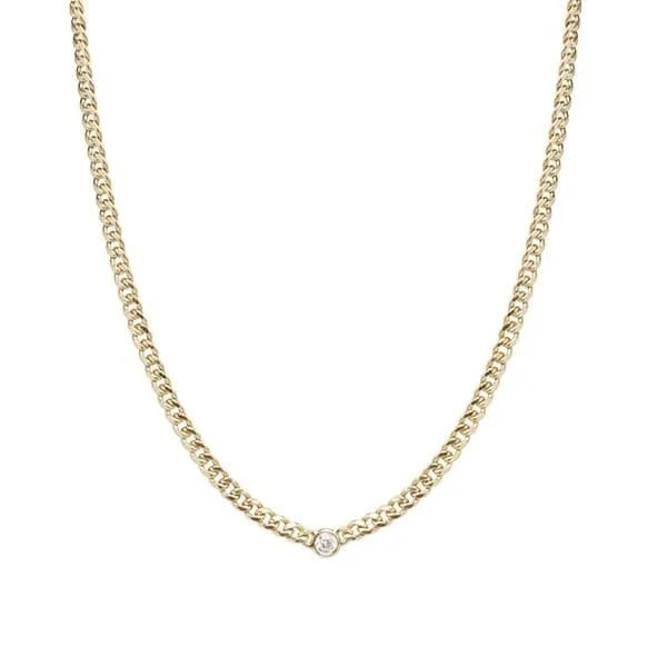 ZOE CHICCO Small Curb Chain Floating Diamond Necklace